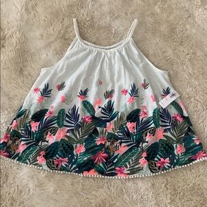 OLD NAVY Girl’s White Floral Spaghetti Strap Top Size 10-12 NWT